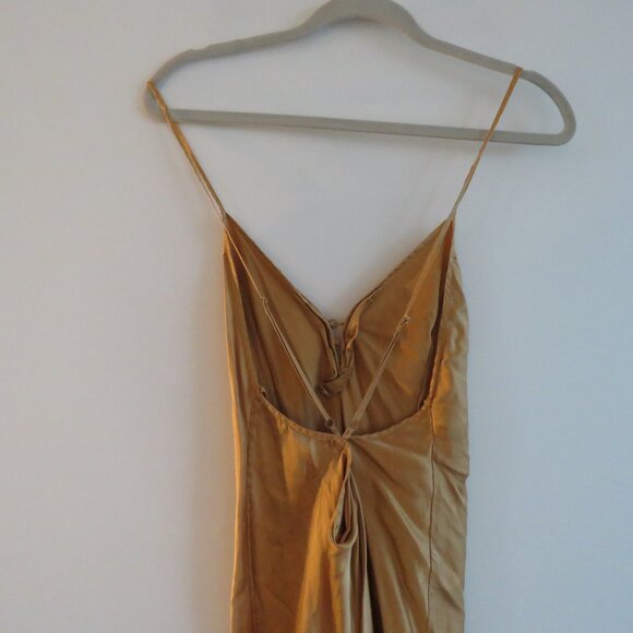 VINTAGE VICTORIA'S SECRET Gold Label 100% Silk Slip Dress in Gold Y2K - Sz L - Picture 9 of 11